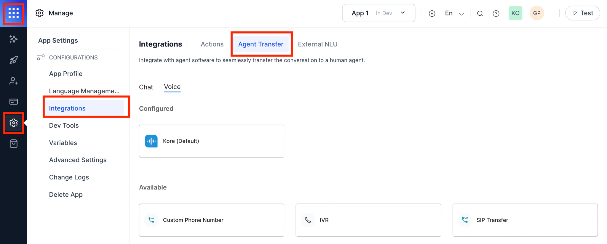 Agent Transfer Tab