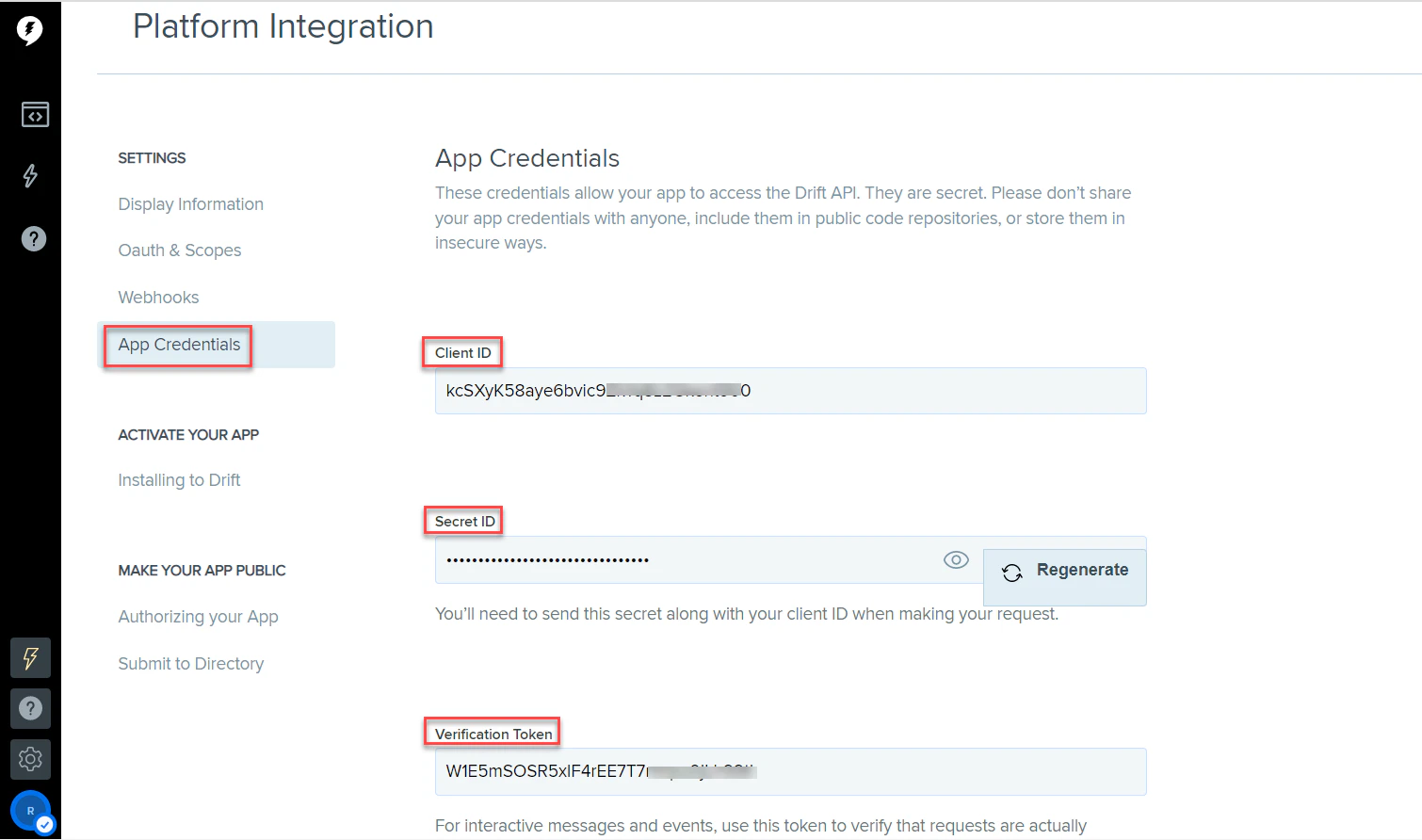 App Credentials