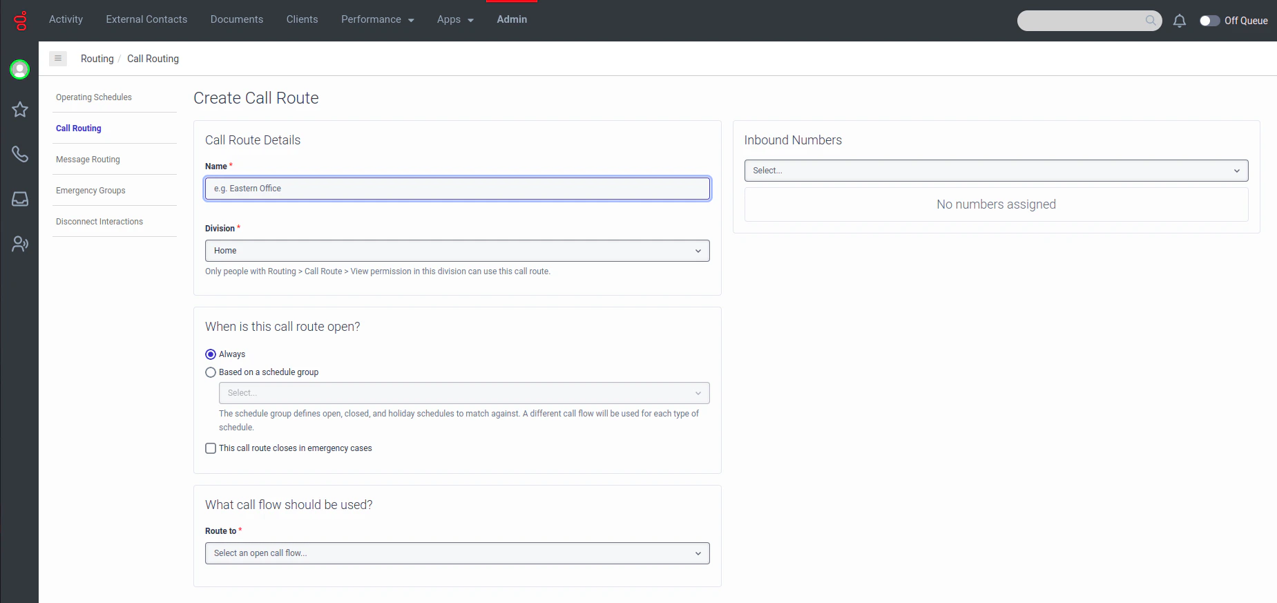 Create Call Route