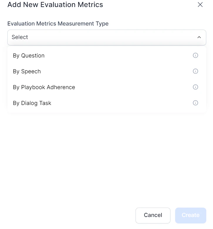 Evaluation Metrics Measurement Type