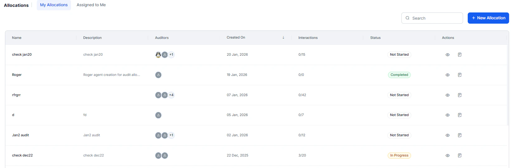 My Allocations