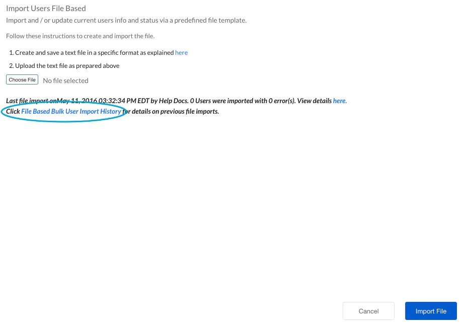 Import History Link