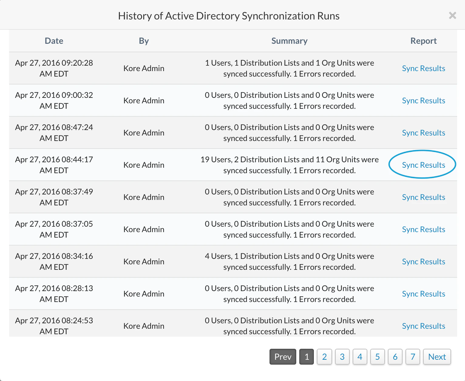 View Sync Report