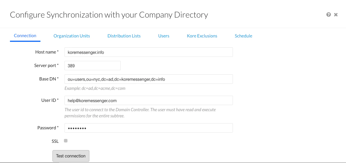Connection Tab