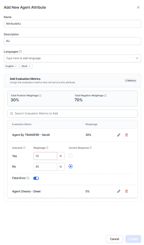 Add Agent Attributes Weight