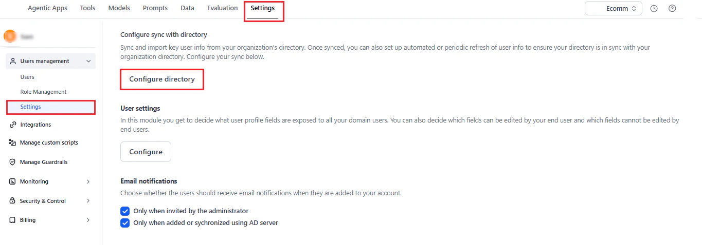 configure directory