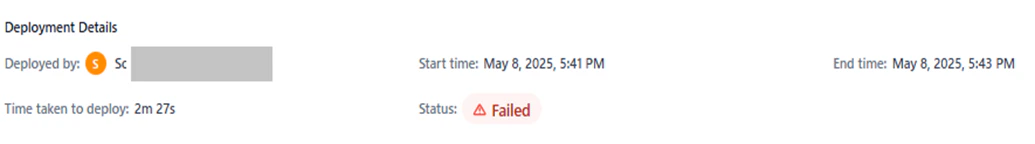 deployment failed