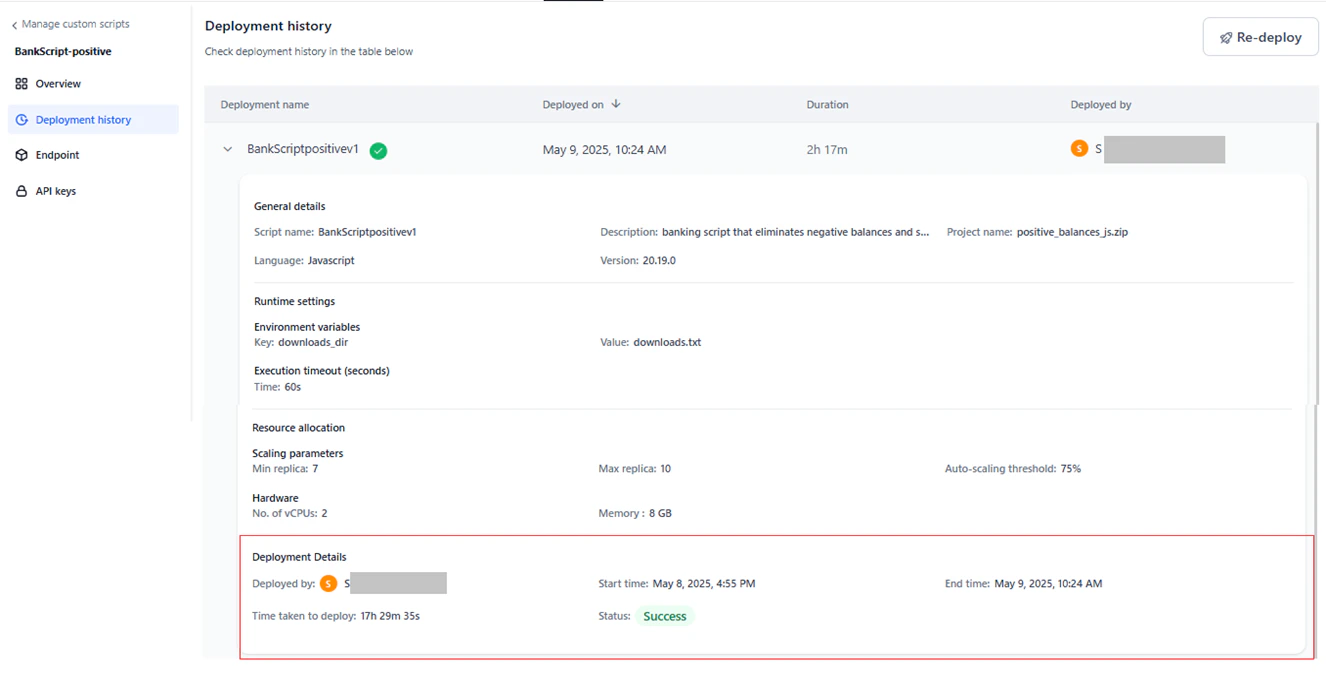 deployment history
