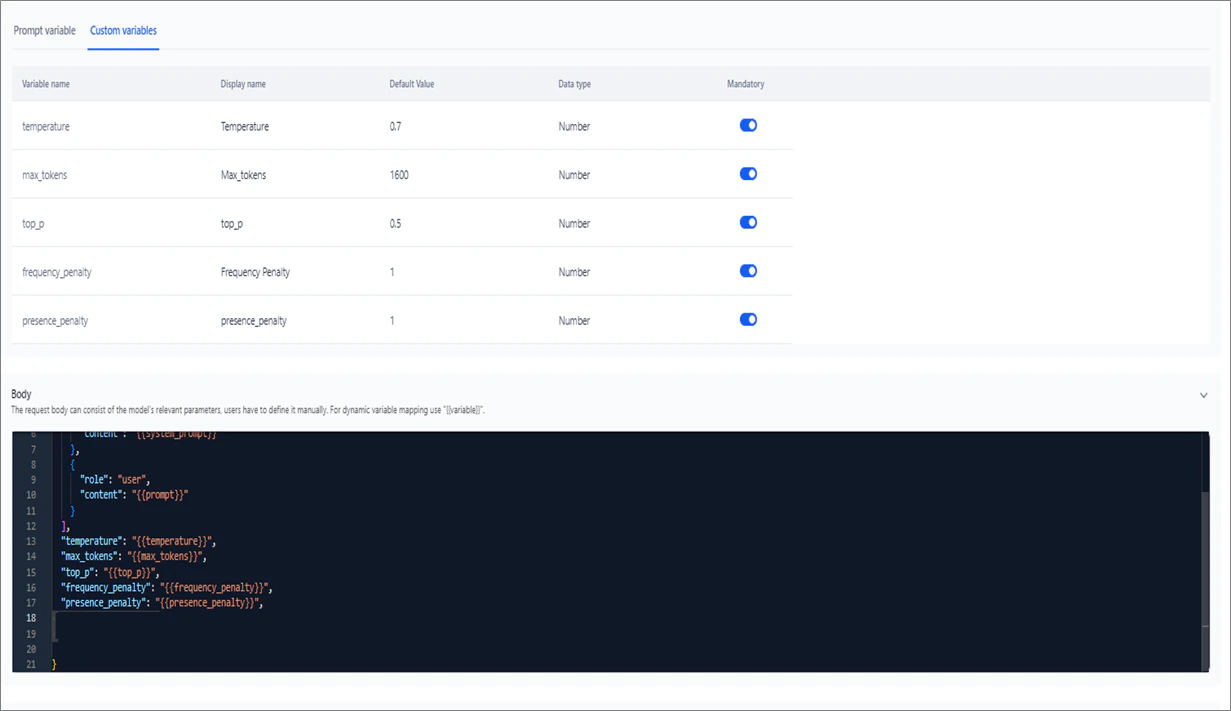 Add custom variables