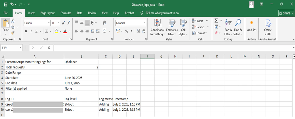 Logs schema