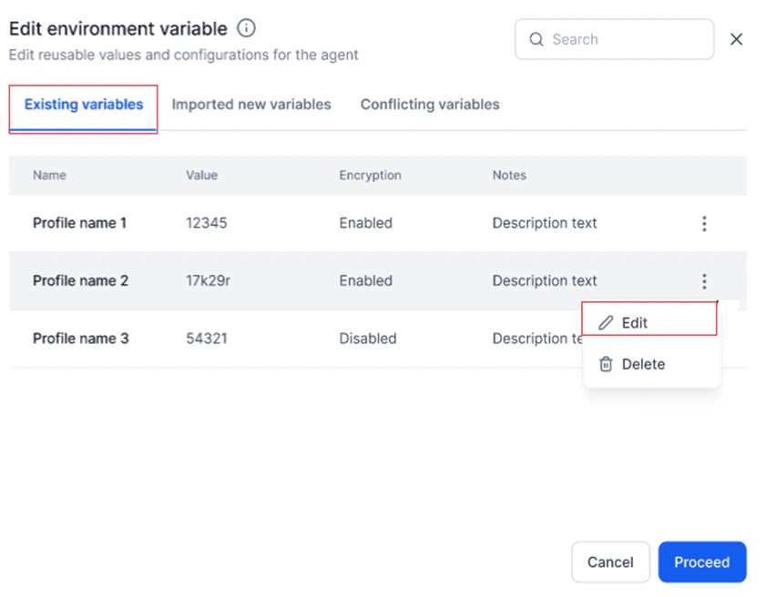 edit variable