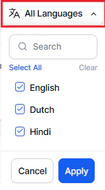 All Languages Filter