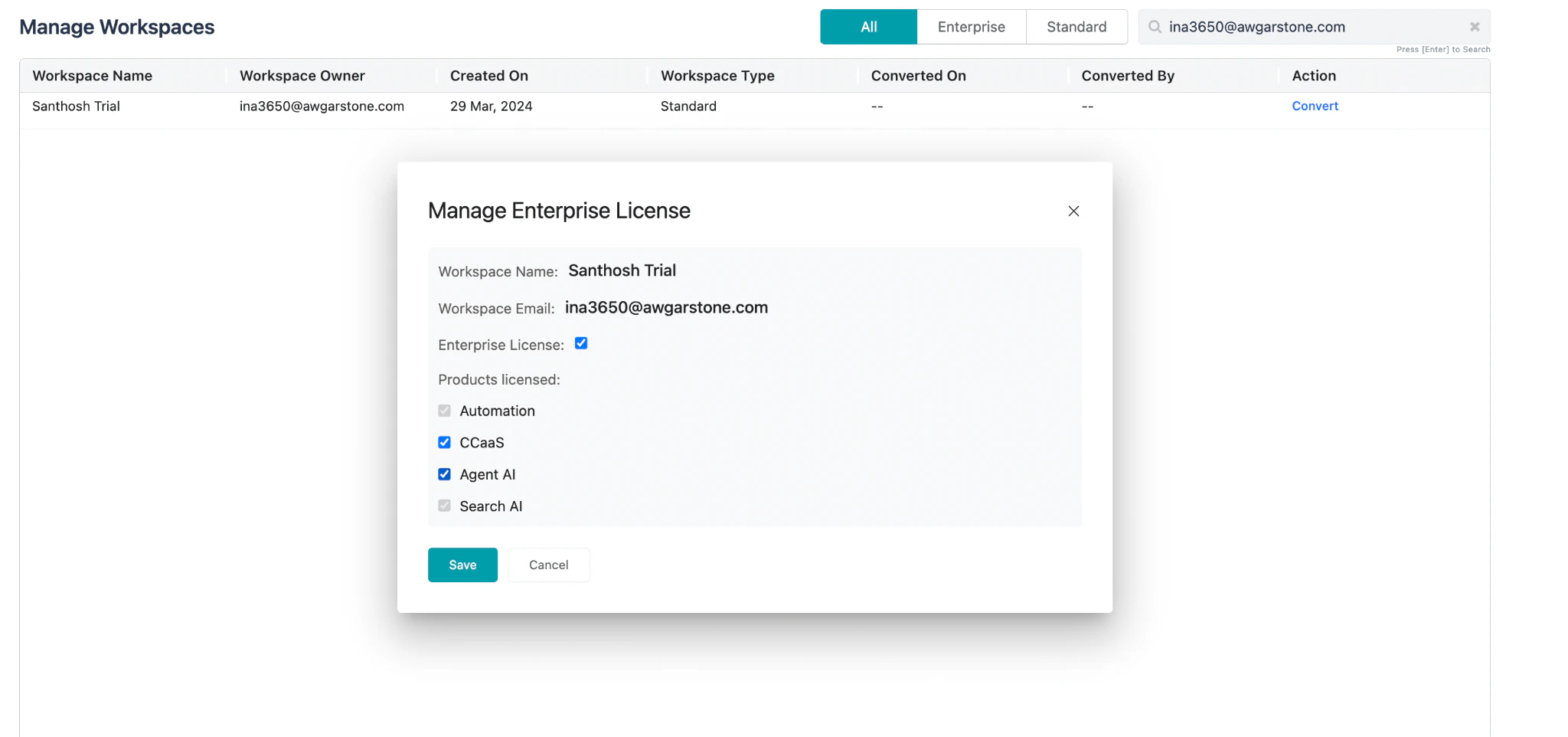 Manage Workspace