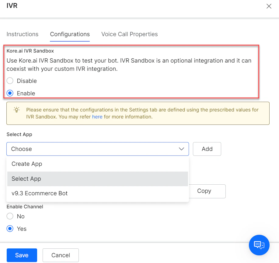 IVR configuration
