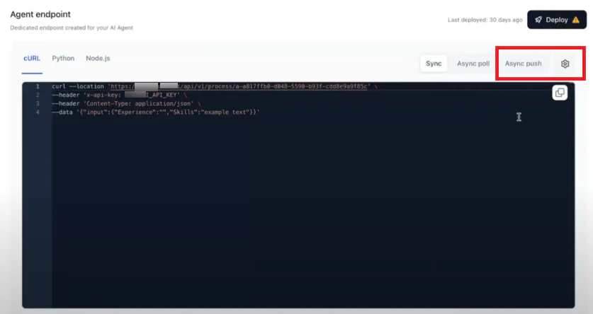 Async push settings
