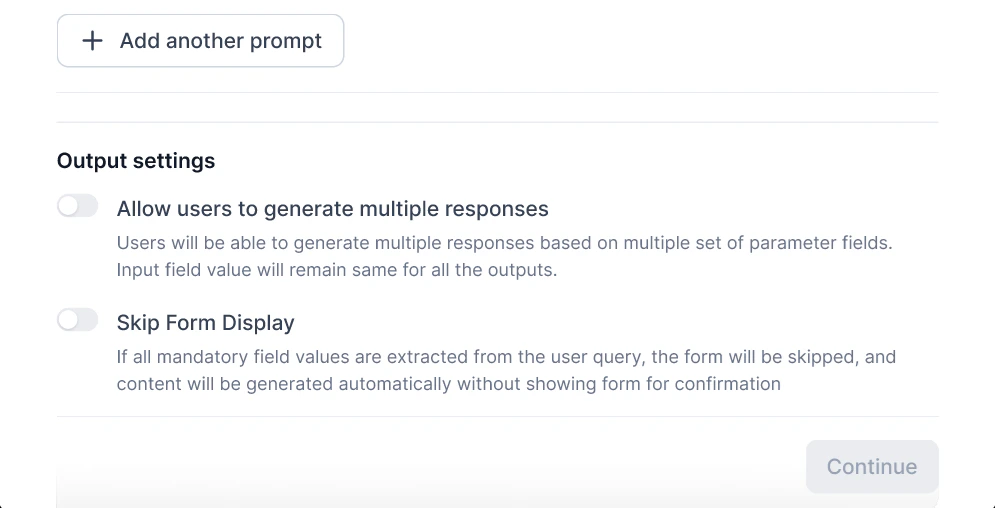 Output settings