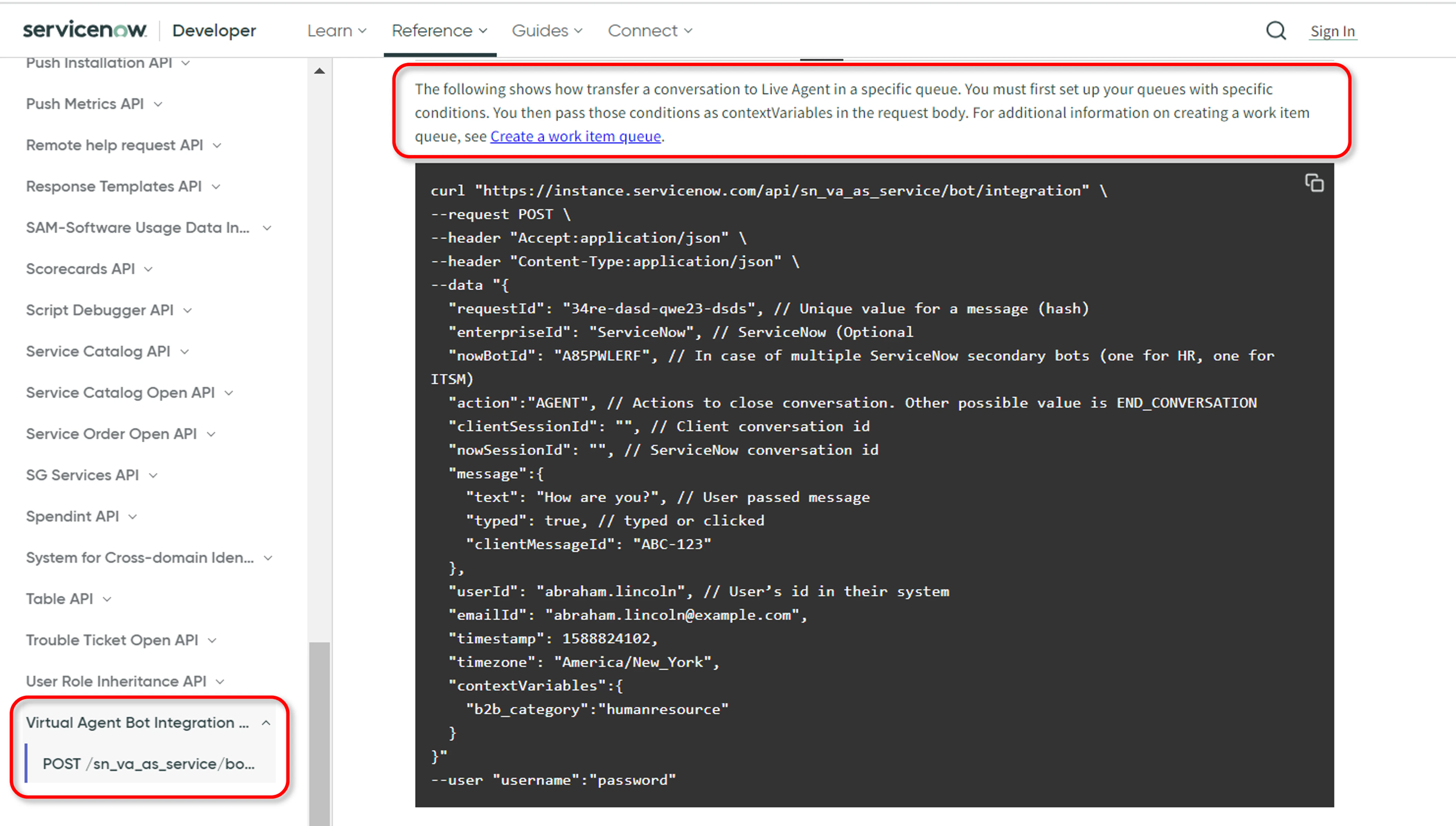 Virtual Agent Bot Integration API