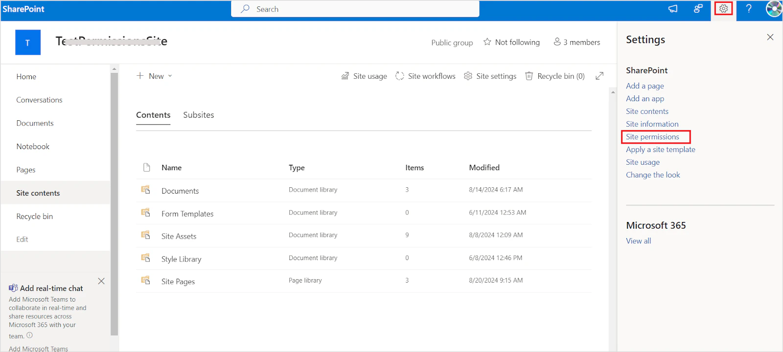 Site Permissions