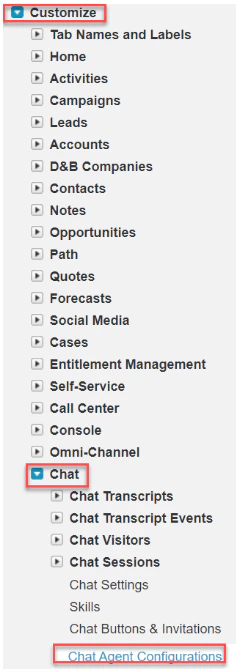 Live Agent section
