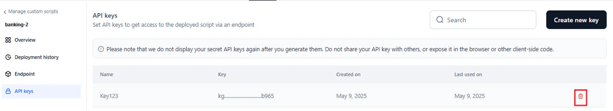 click delete