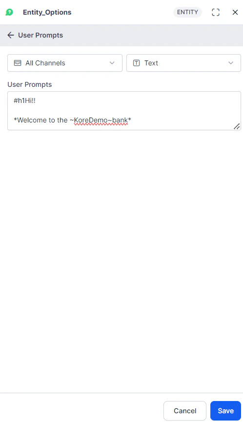 Plain text user prompt - creation