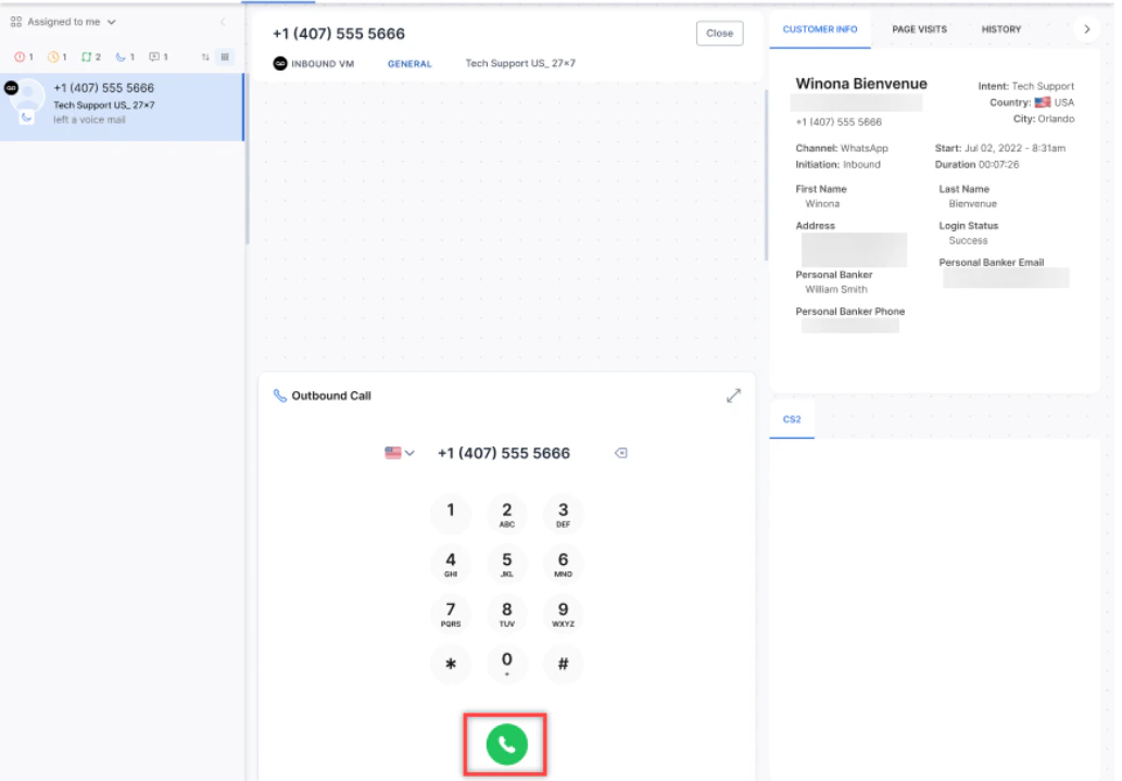 Dialpad Call Option