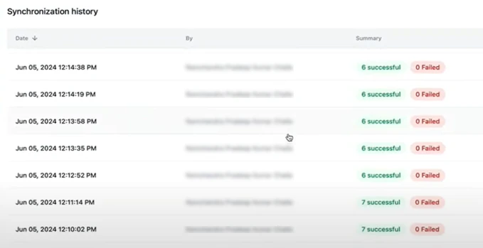 sync history