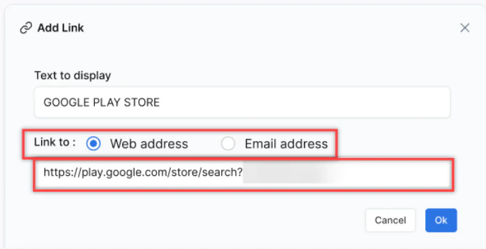 Link to Web Address