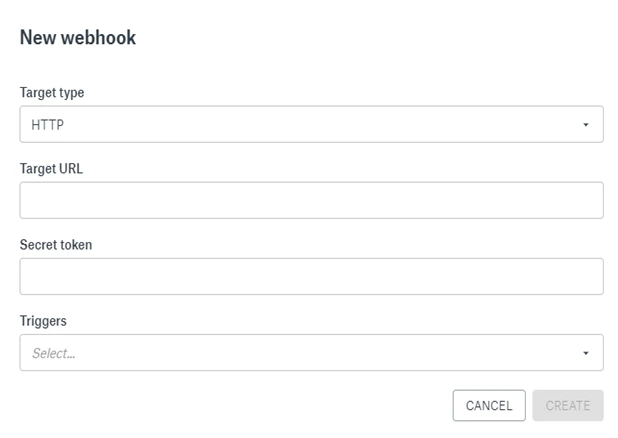 new webhook form