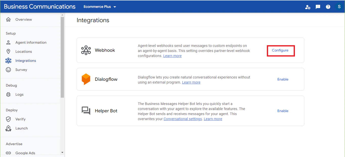 configure webhook