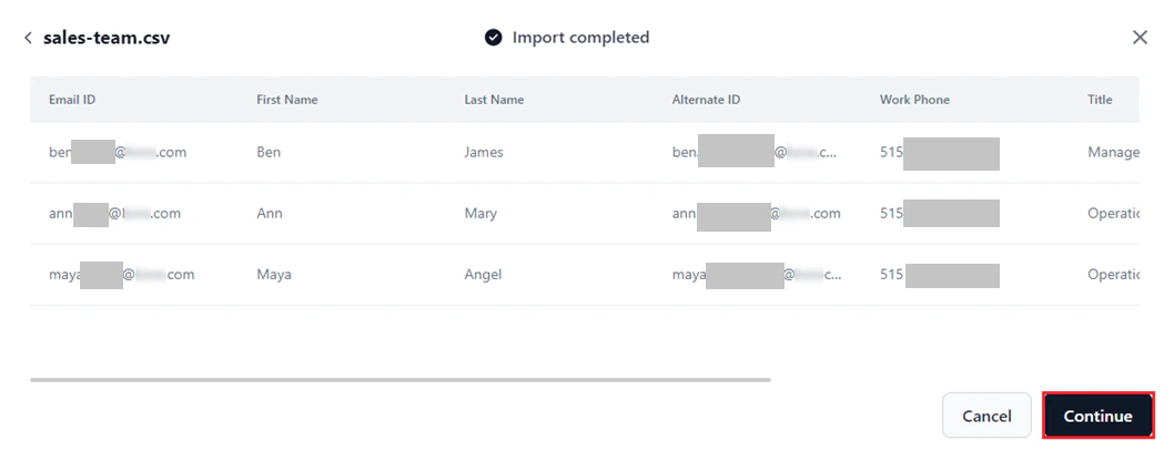 import completed