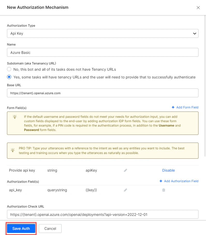 Save auth