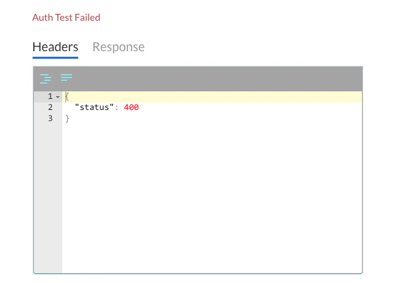 Auth test failed
