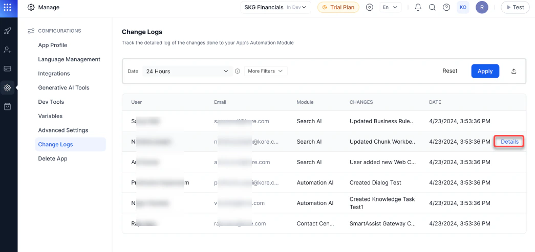 Change Logs