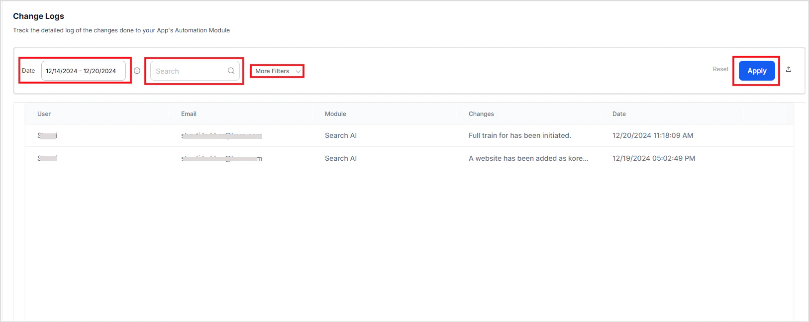 Change Logs