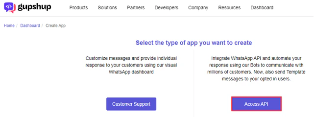 access gupshup api