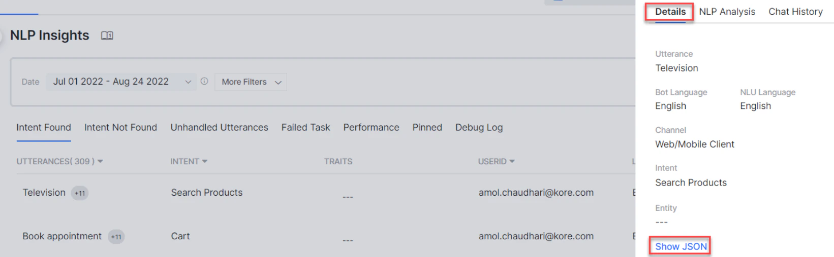 Filter Criteria Details