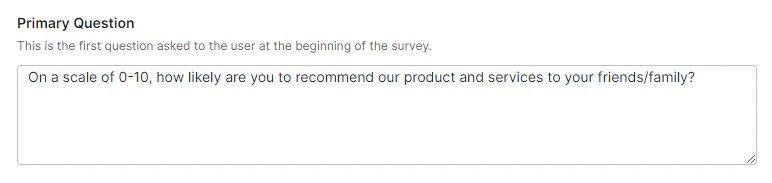 Feedback survey - Primary question