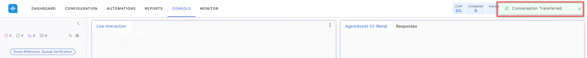 Conversation Transferred Confirmation
