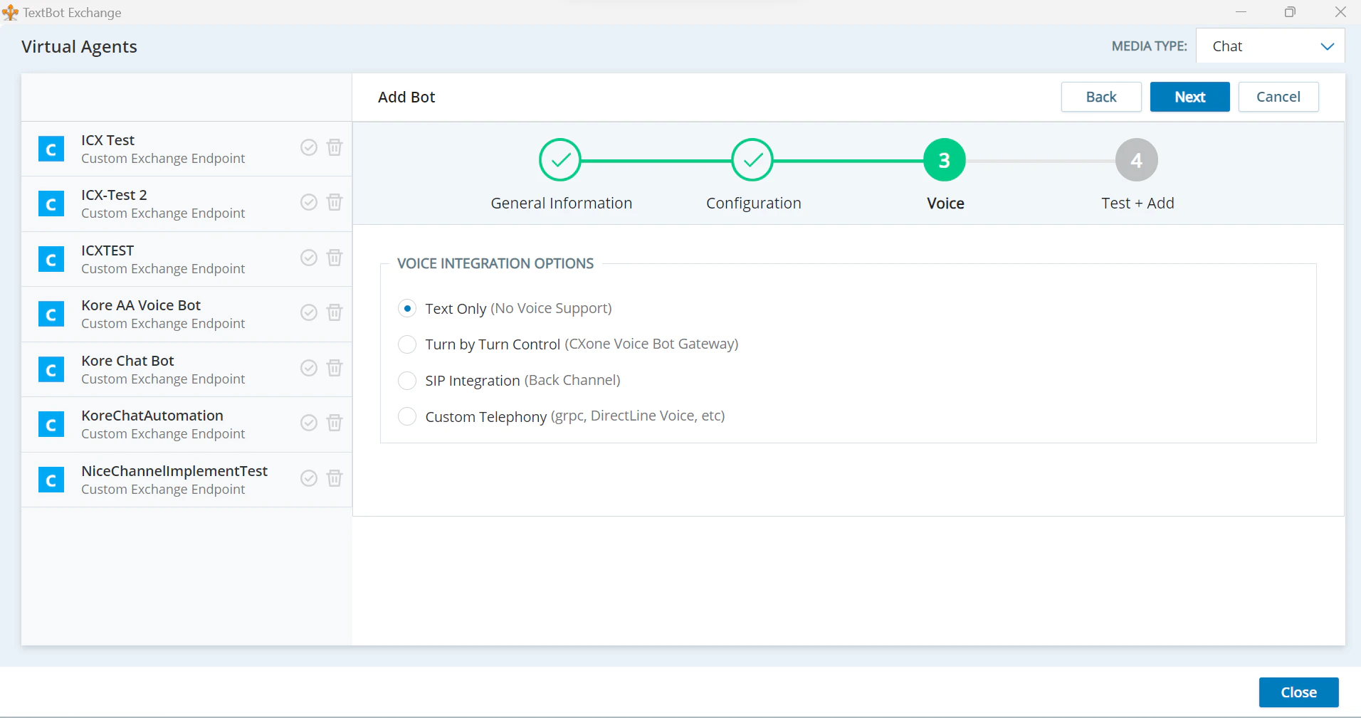 Integration options - Text Only
