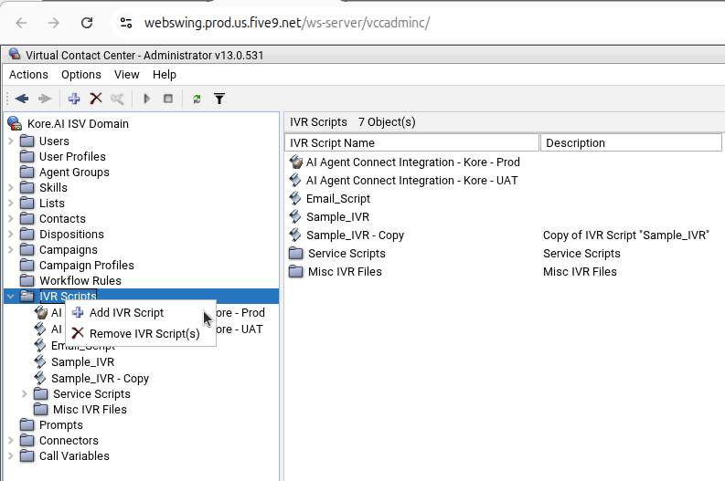 Add IVR script