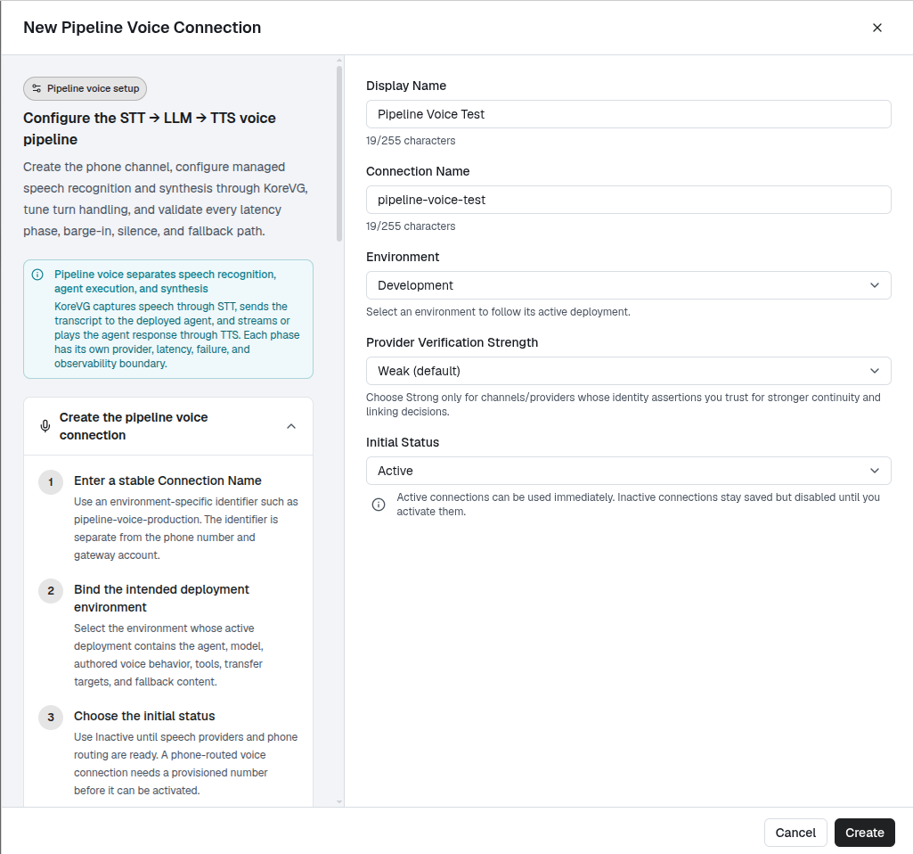 Create pipeline connection