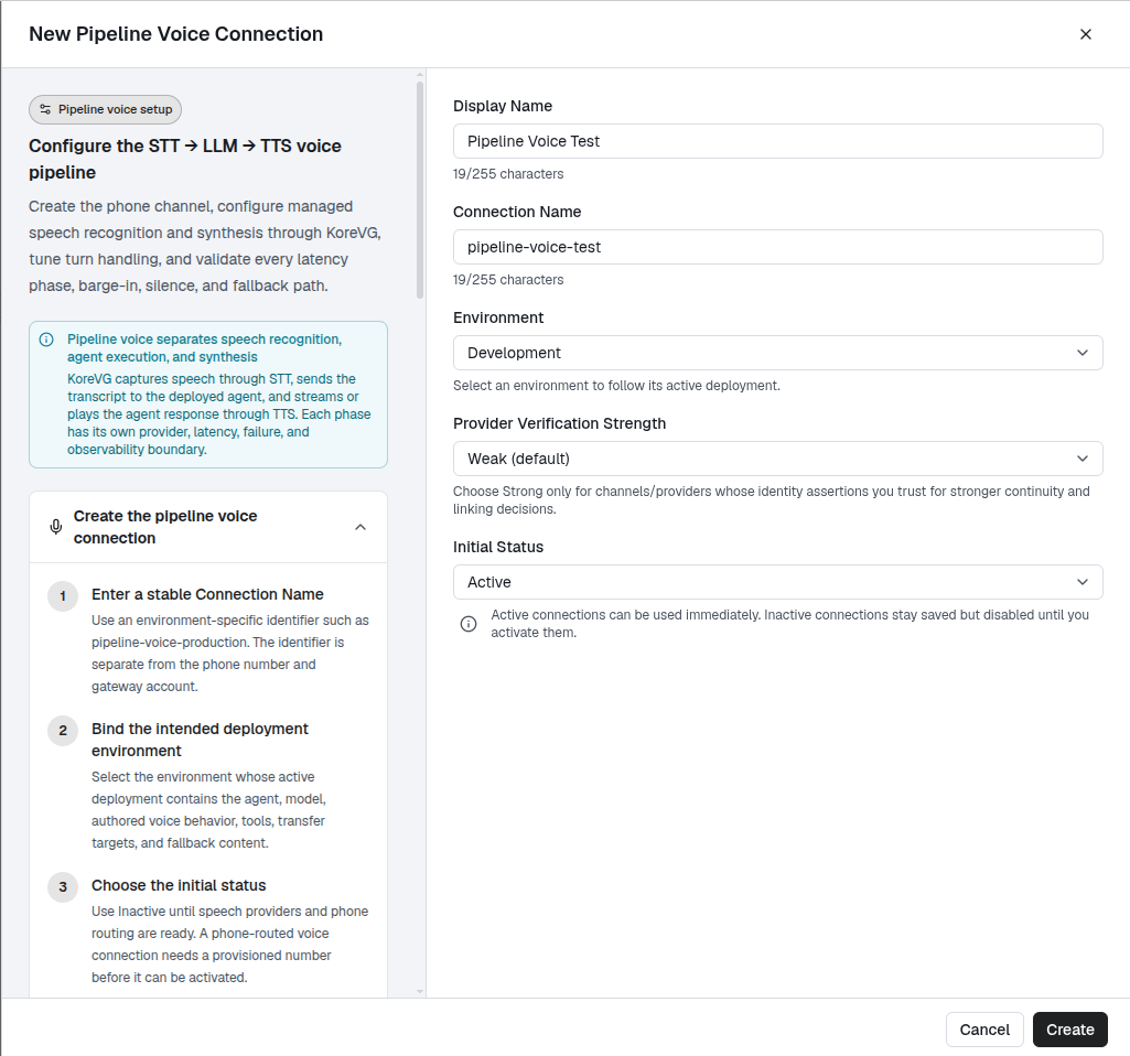 Create pipeline connection