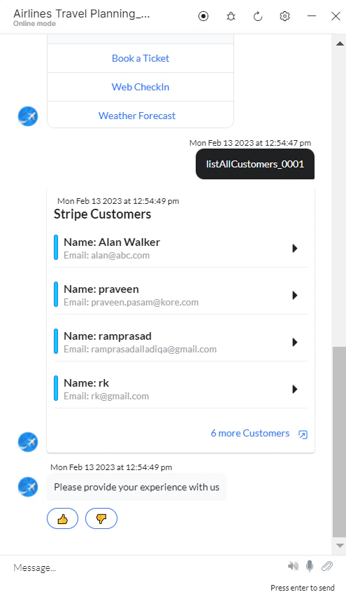 List all customers - Edit Request