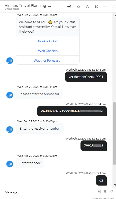 VA prompt - Enter phone number