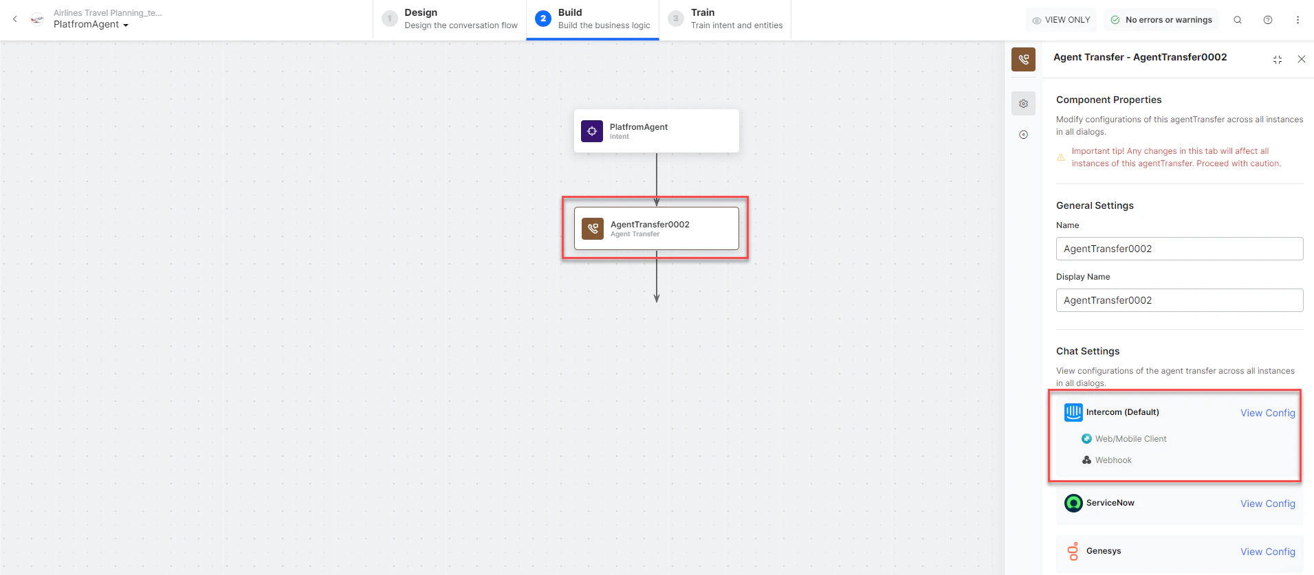 New Agent Transfer Node task