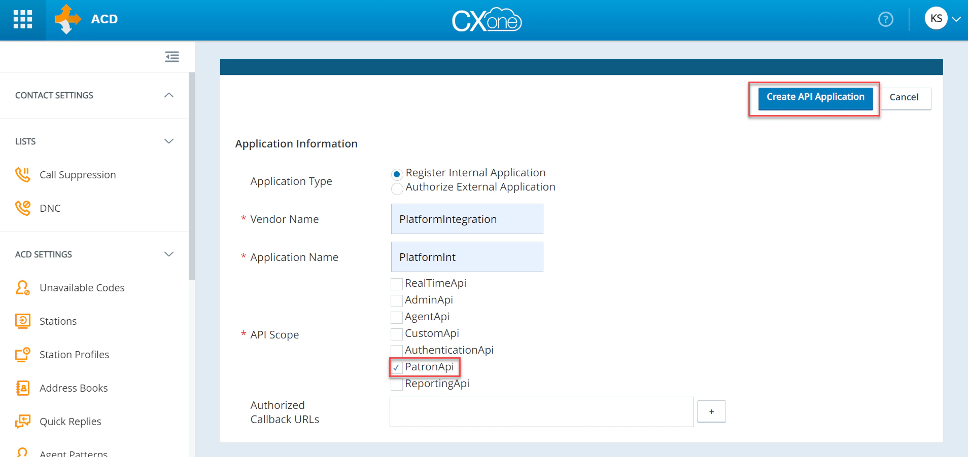 API Scope - PatronApi