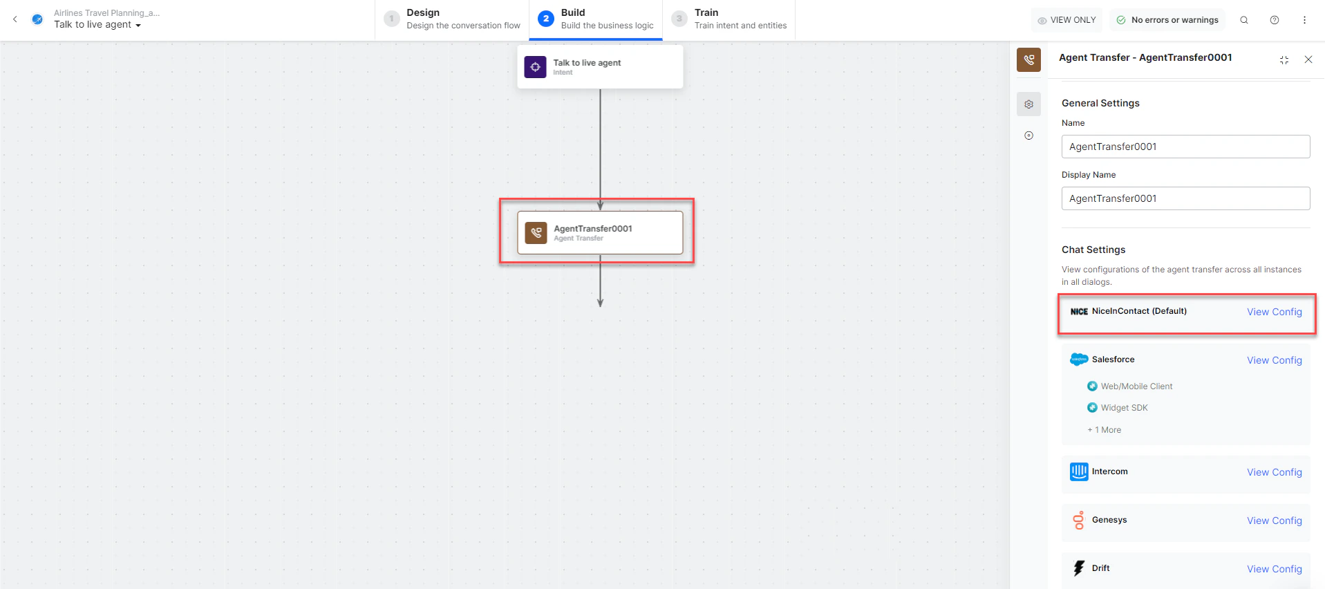 New Agent Transfer Node task
