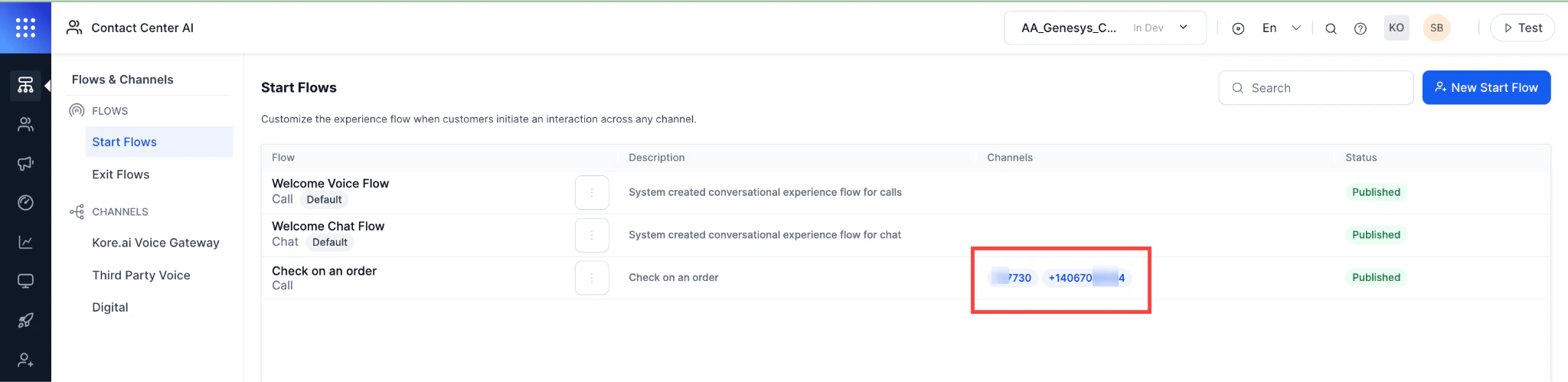 Flows and Channels Phone Number