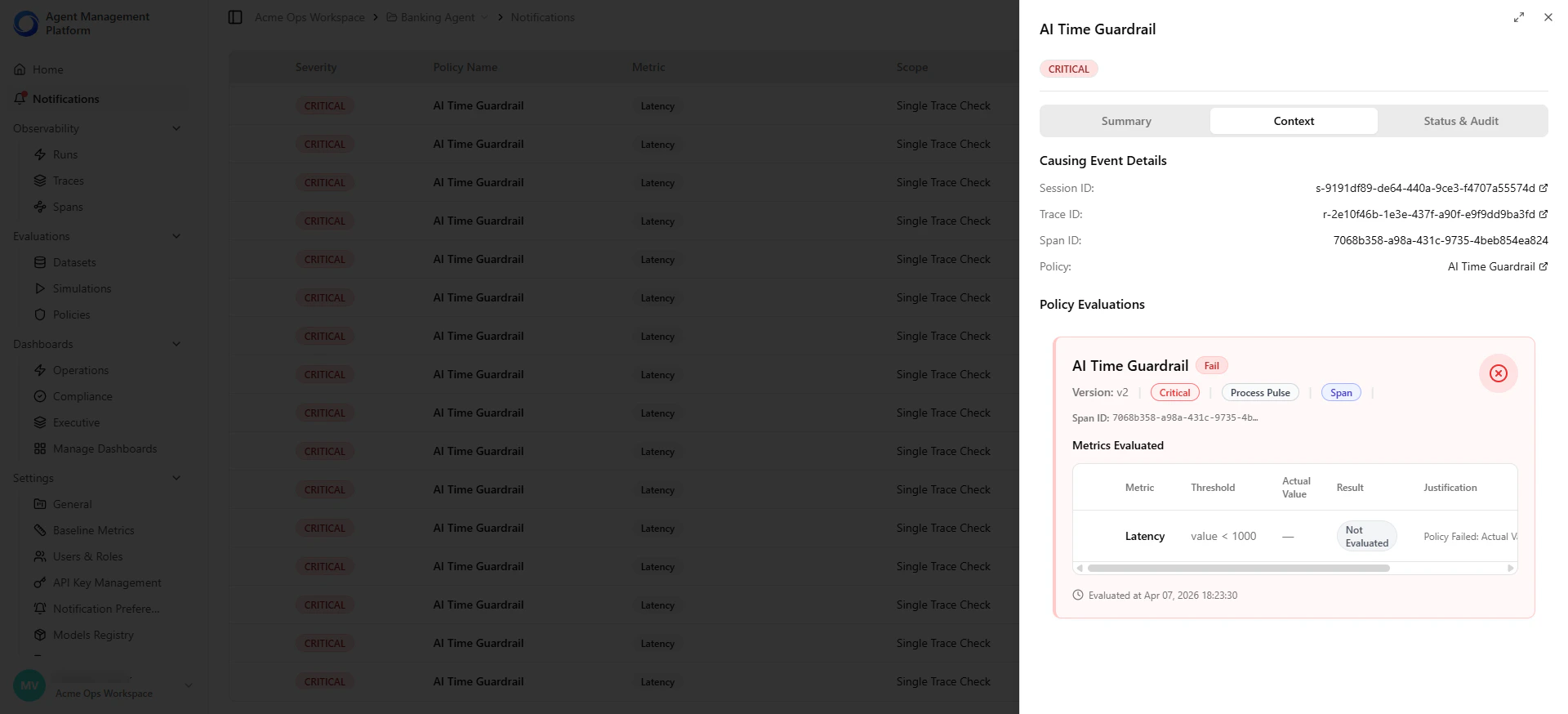 Notifications context
